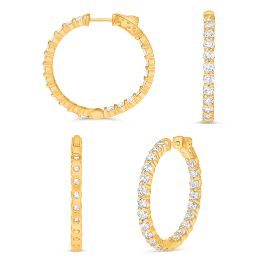 14K Yellow Gold Round Diamond Earrings