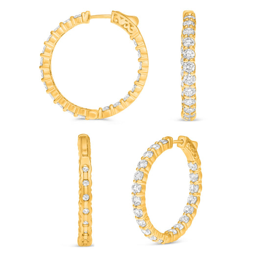 14K Yellow Gold Round Diamond Earrings
