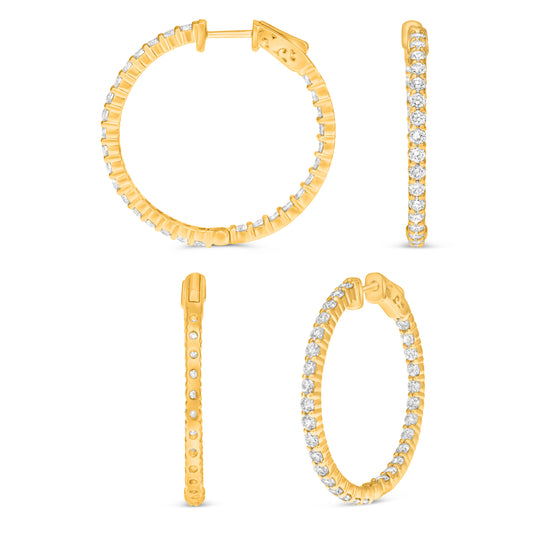14K Yellow Gold Round Diamond Earrings