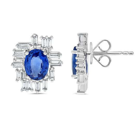 Platinum Oval Sapphire Earrings