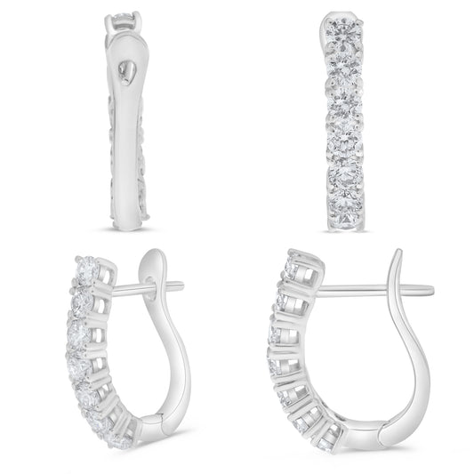 14K White Gold Round Diamond Earrings