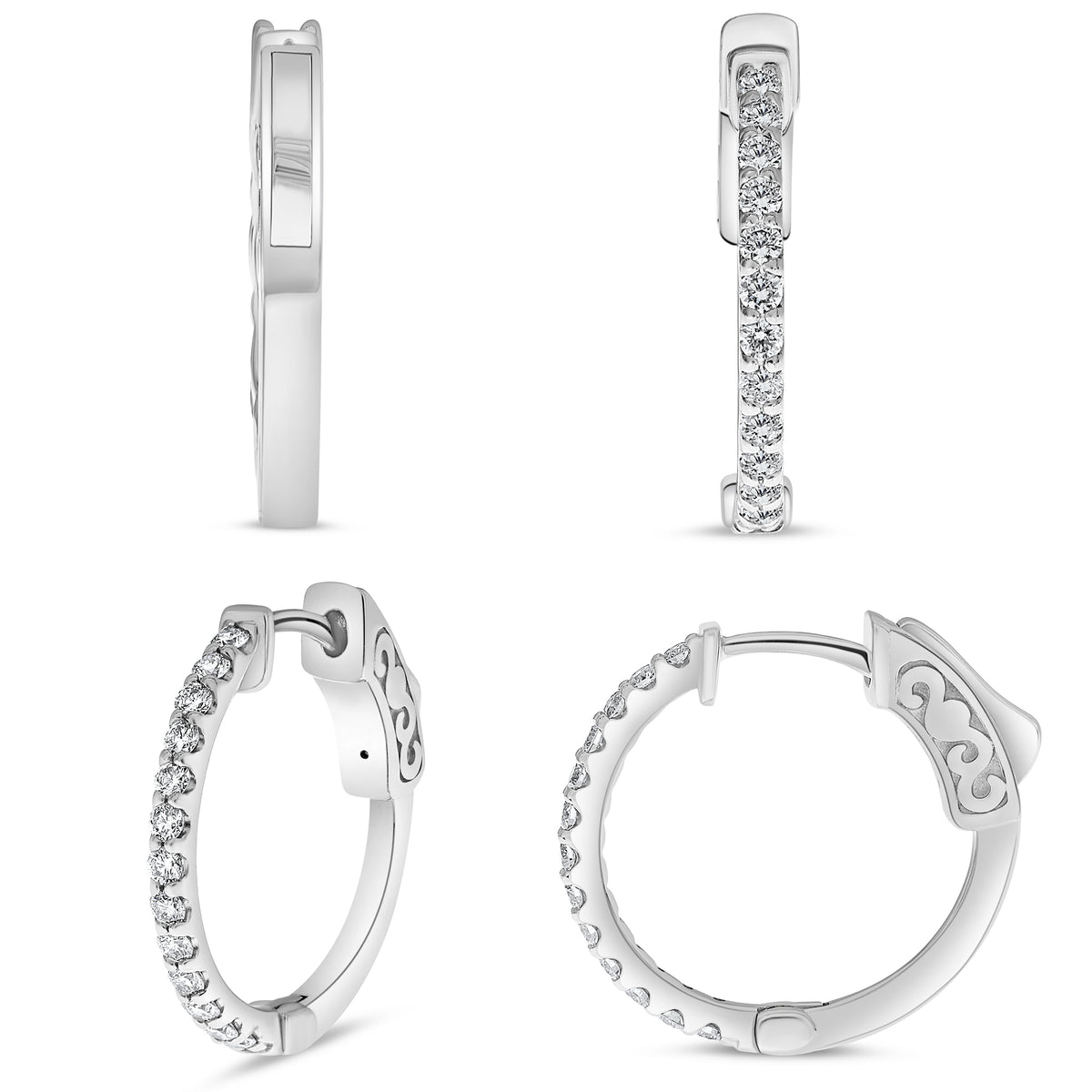 14K White Gold Round Diamond Earrings