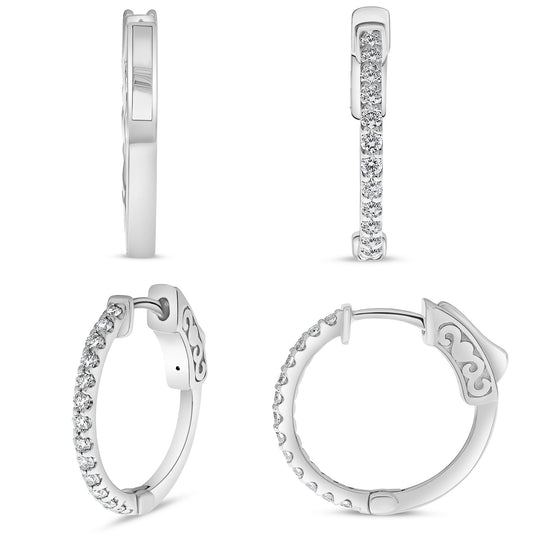 14K White Gold Round Diamond Earrings