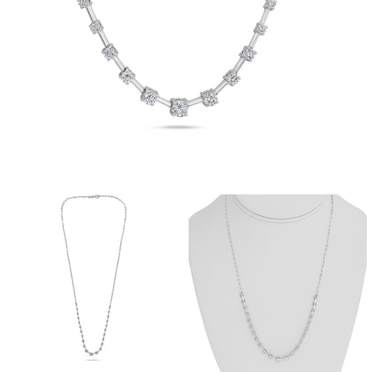 14K White Gold Round Diamond Necklace