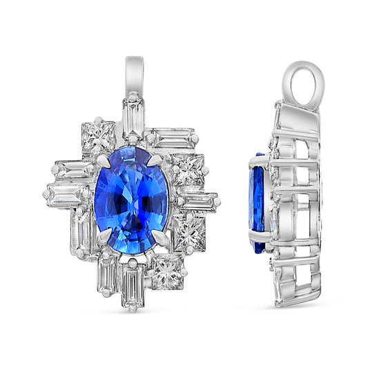 14K White Gold Oval Sapphire Pendant