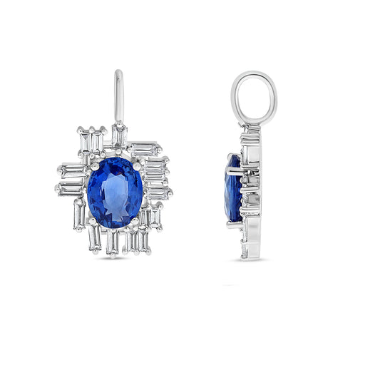 Platinum Oval Sapphire Pendant
