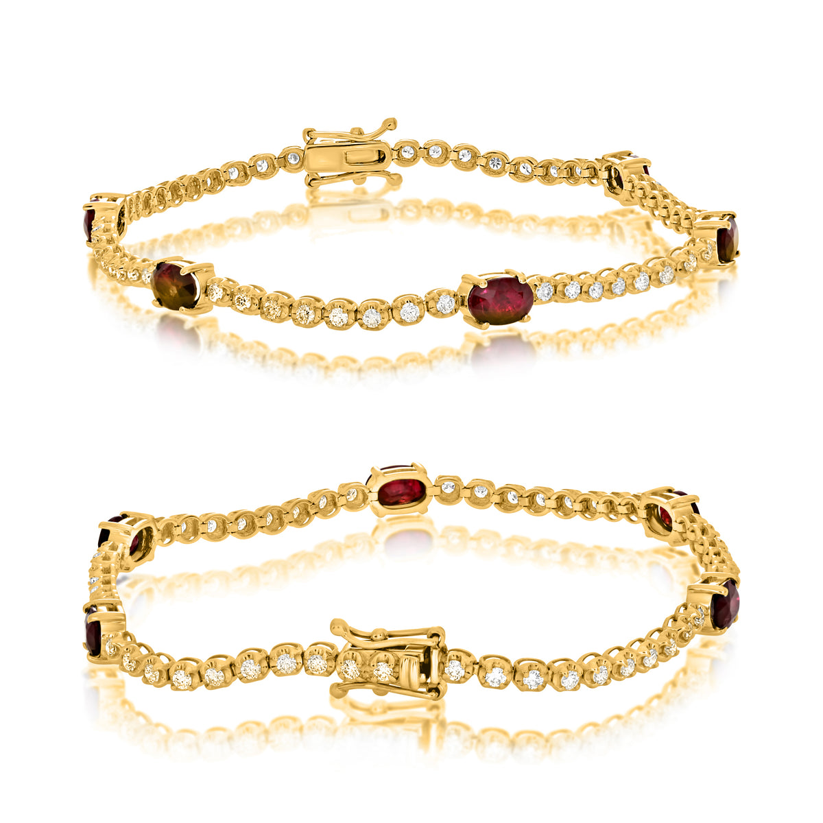 14K Yellow Gold Oval Ruby Bracelet