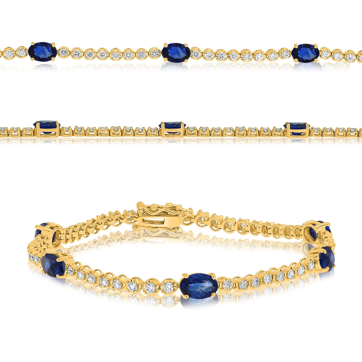 14K Yellow Gold Oval Sapphire Bracelet