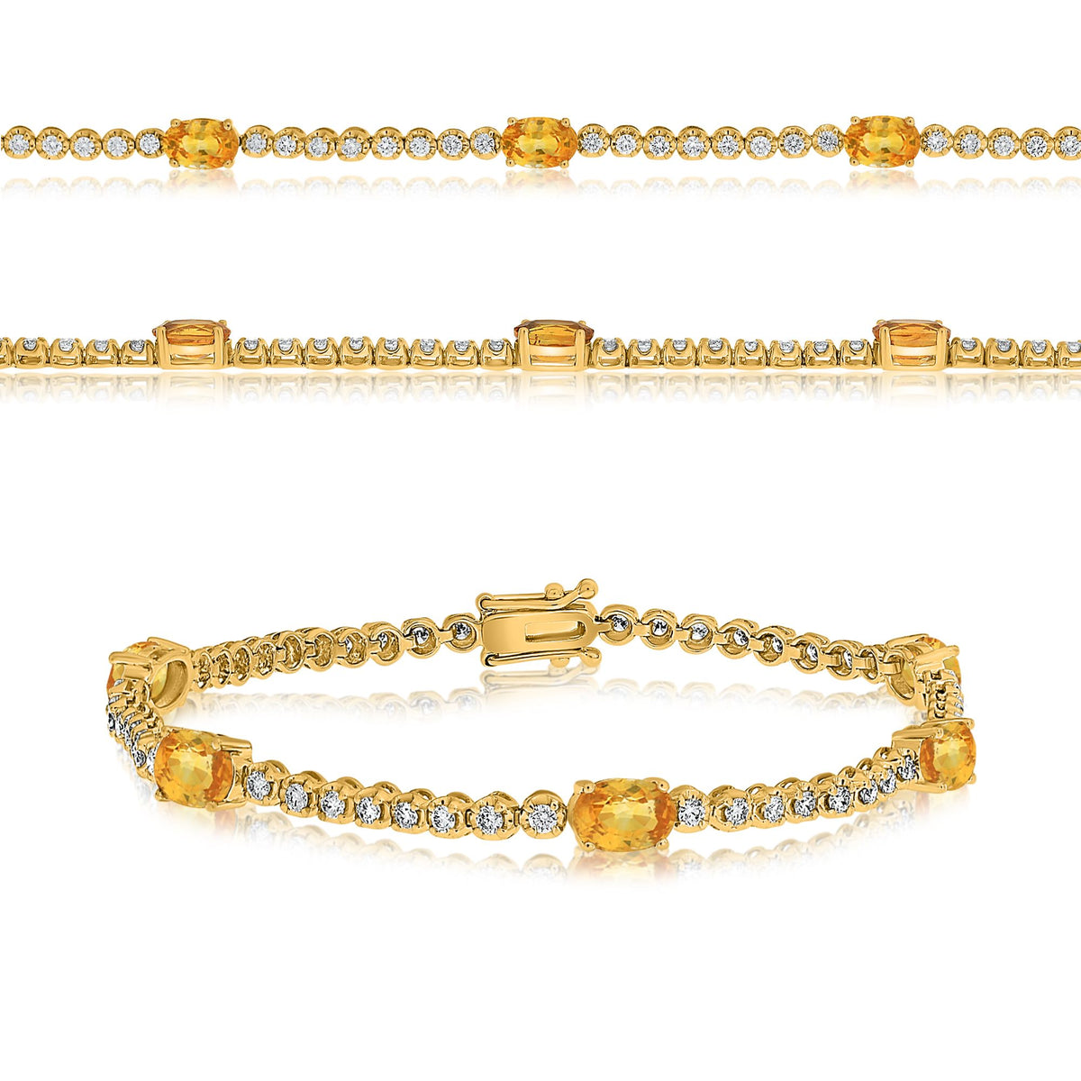 14K Yellow Gold Oval Yellow Sapphire Bracelet
