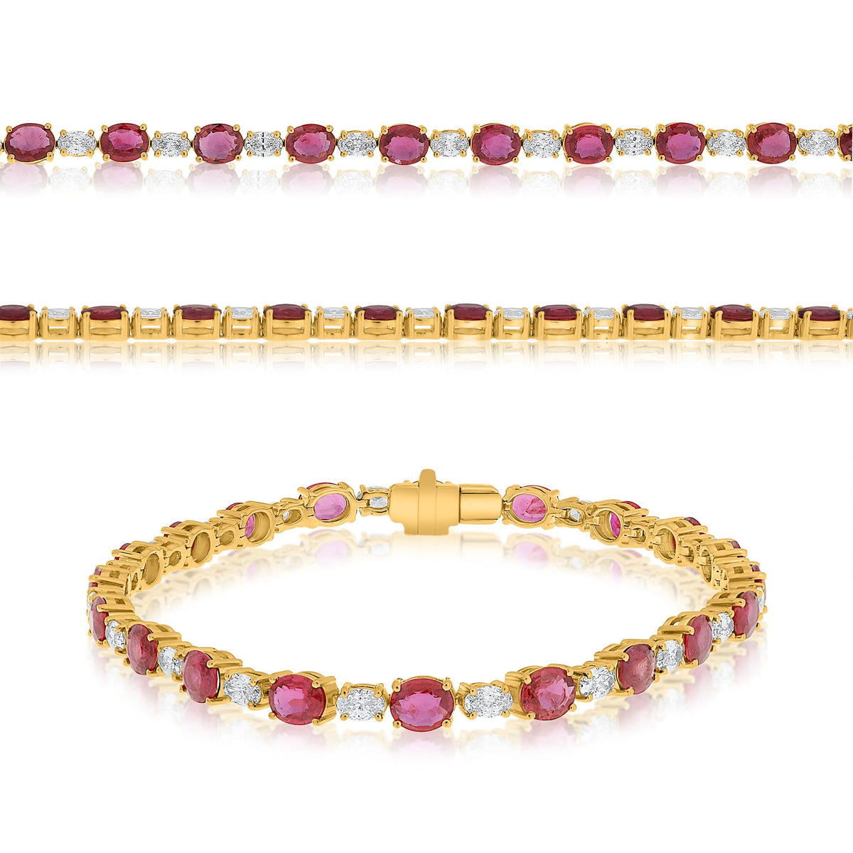 14K Yellow Gold Oval Ruby Bracelet