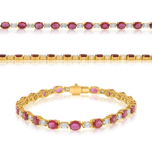 14K Yellow Gold Oval Ruby Bracelet