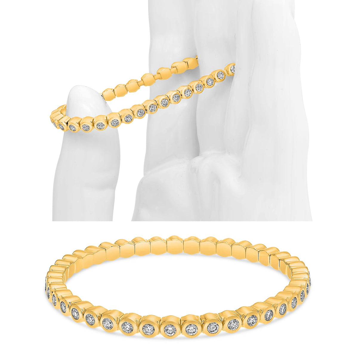 14K Yellow Gold Round Diamond Bracelet