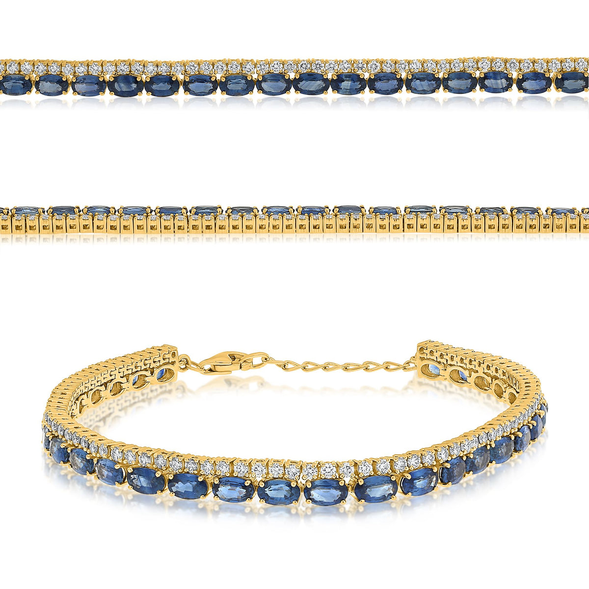 14K Yellow Gold Oval Sapphire Bracelet