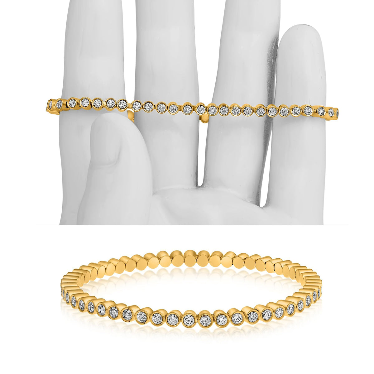 14K Yellow Gold Round Diamond Bracelet