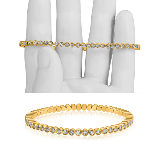 14K Yellow Gold Round Diamond Bracelet
