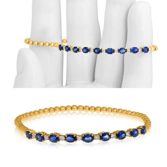 14K Yellow Gold Oval Sapphire Bracelet