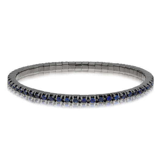 14K White Gold Round Sapphire Bracelet
