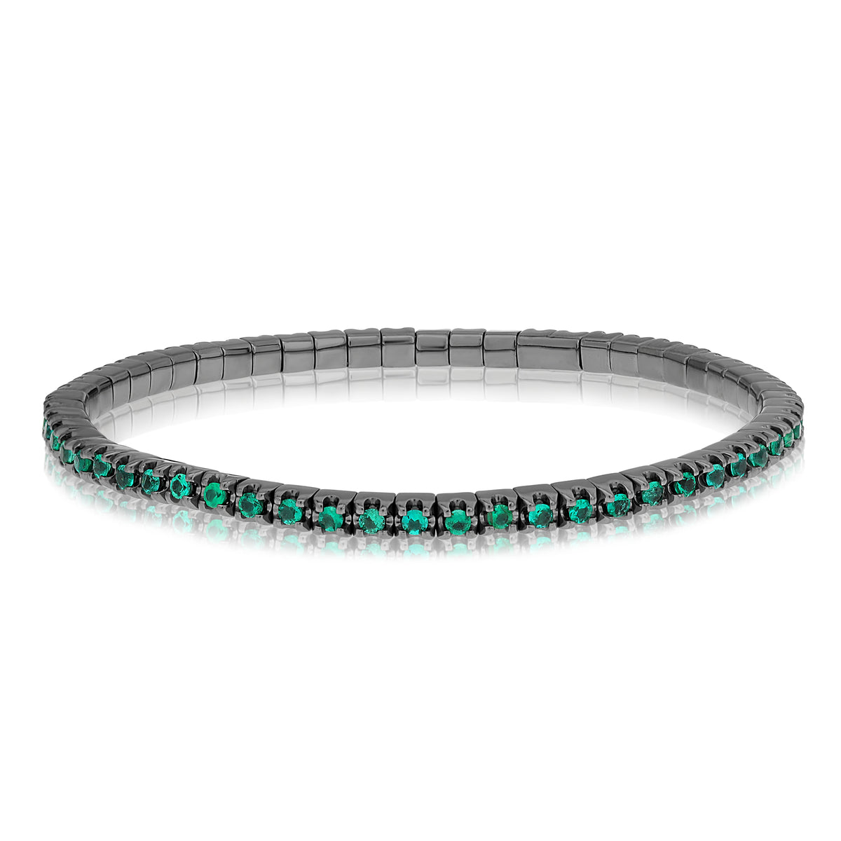 14K Yellow Gold Round Emerald Bracelet