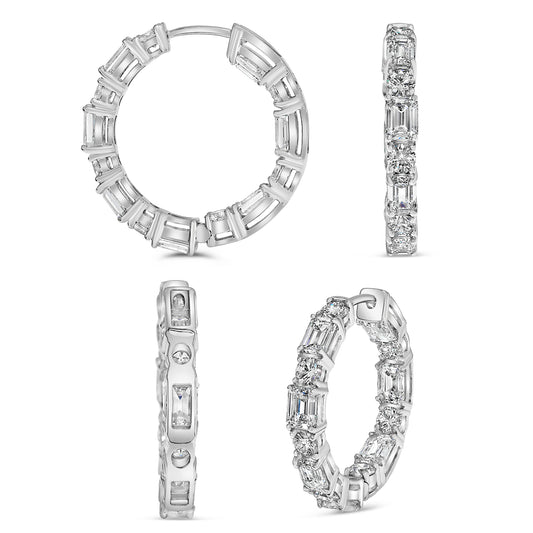 14K White Gold Emerald Cut Diamond Earrings