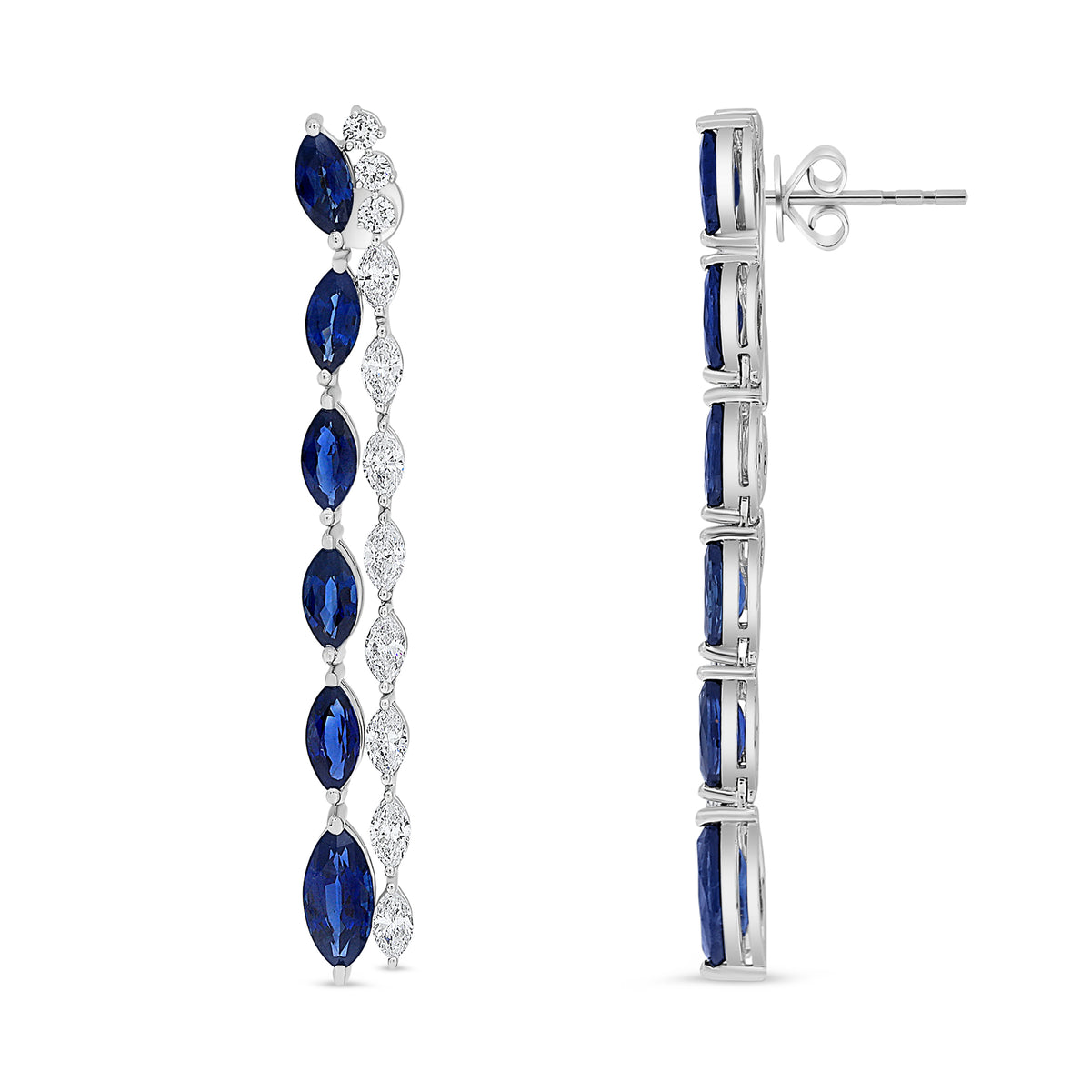 14K White Gold Marquise Sapphire Earrings