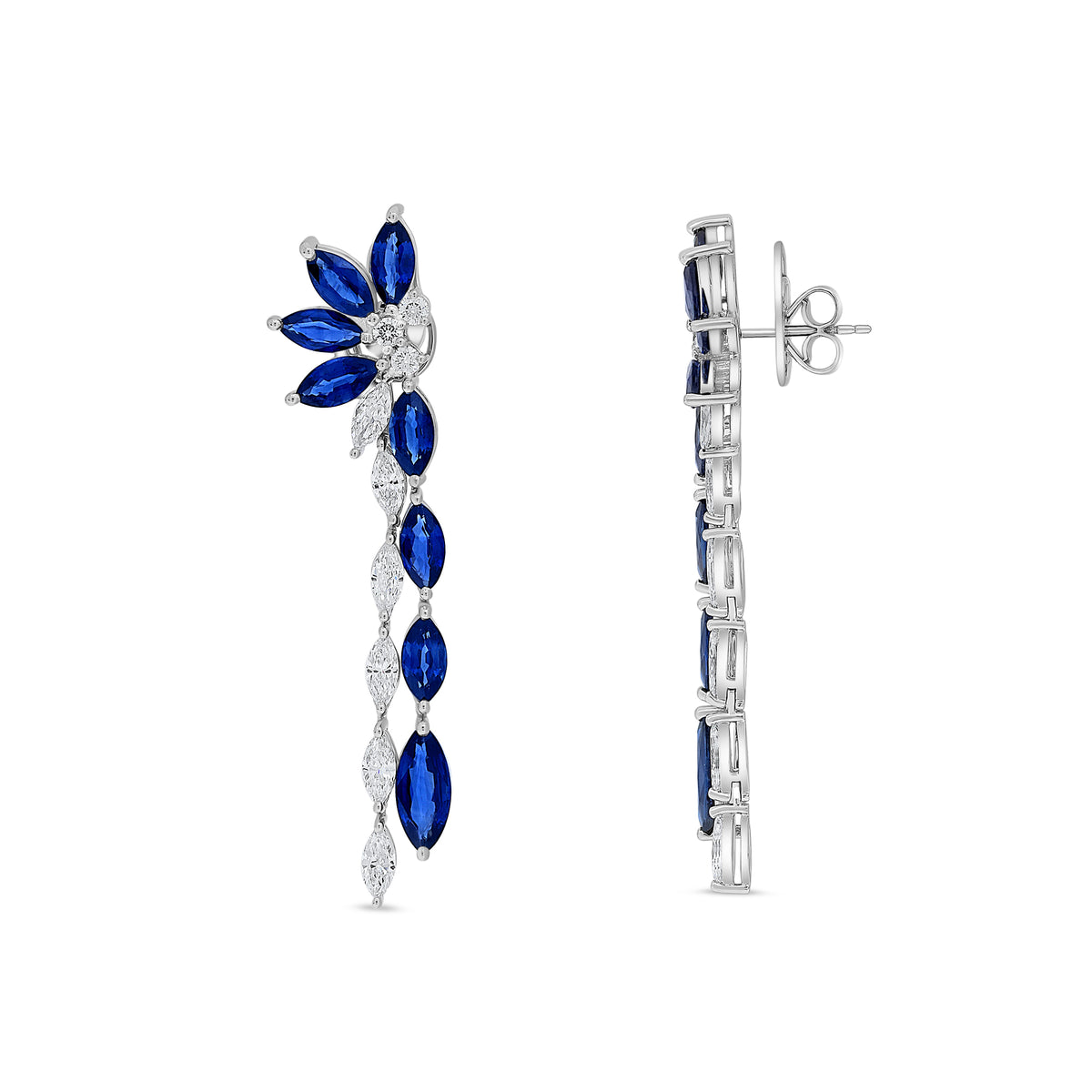 14K White Gold Marquise Sapphire Earrings