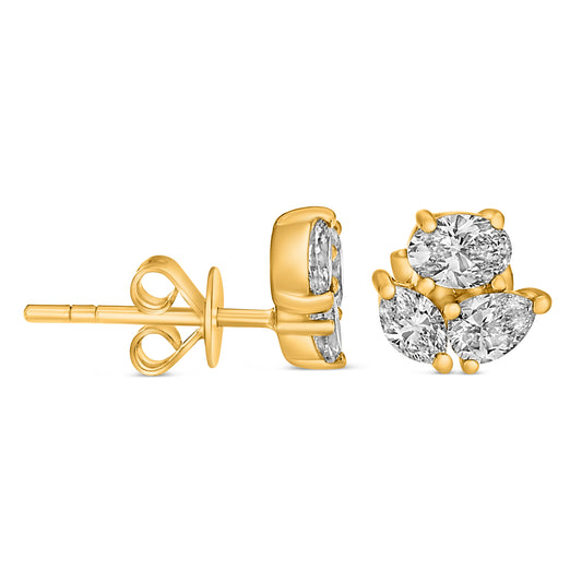 14K Yellow Gold Diamond Earrings