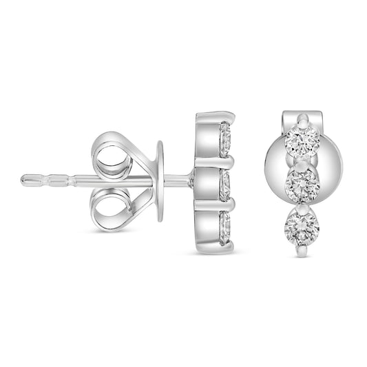 14K White Gold Round Diamond Earrings