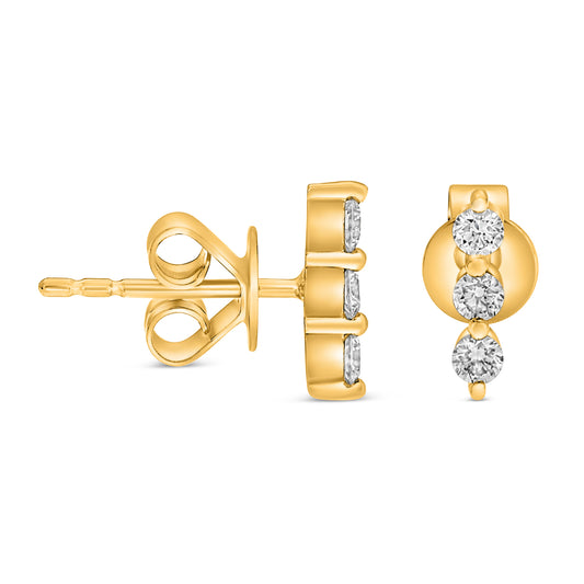 14K Yellow Gold Round Diamond Earrings