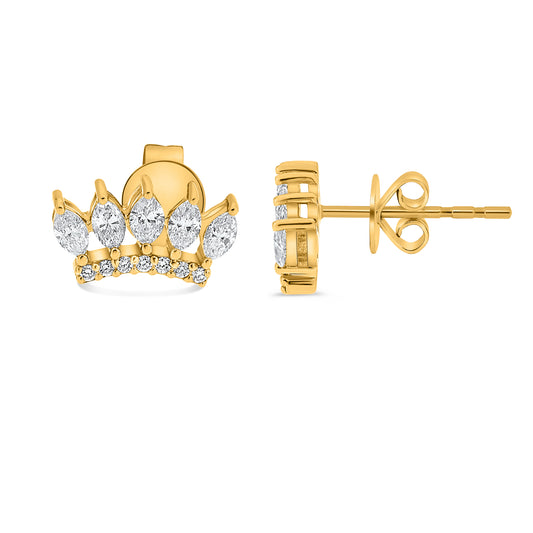 14K Yellow Gold Marquise Diamond Earrings