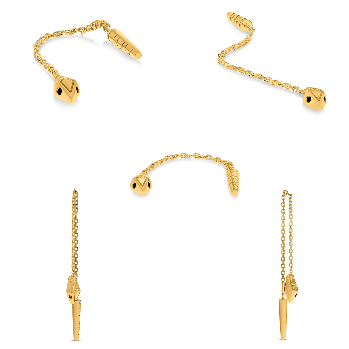 14K Yellow Gold Round Ruby Earrings
