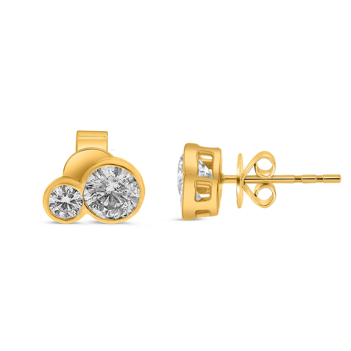 14K Yellow Gold Round Diamond Earrings
