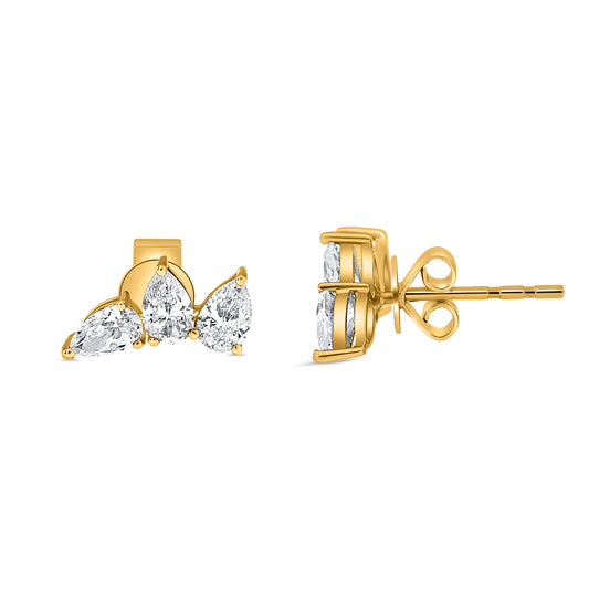 14K Yellow Gold Pear Diamond Earrings