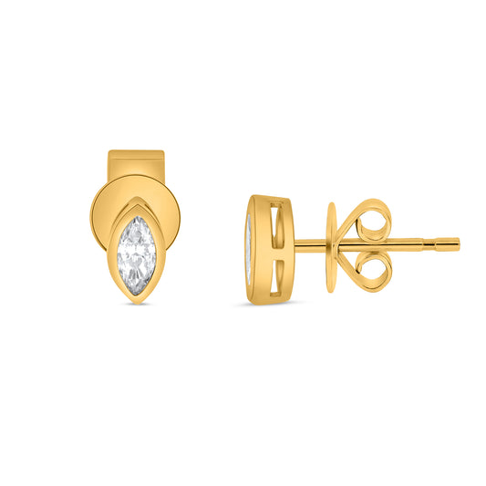 14K Yellow Gold Marquise Diamond Earrings