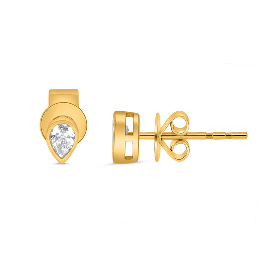 14K Yellow Gold Pear Diamond Earrings