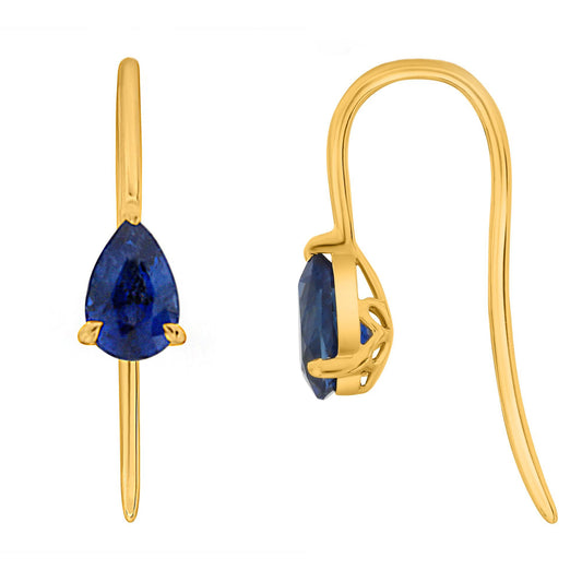14K Yellow Gold Pear Sapphire Earrings