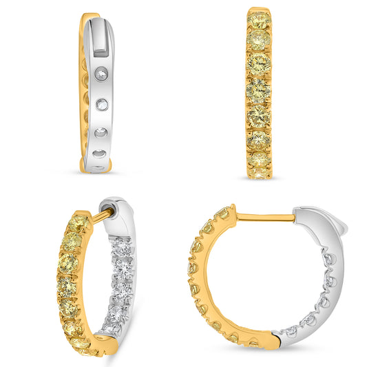 14K White & Yellow Gold Fancy Yellow Diamond Earrings