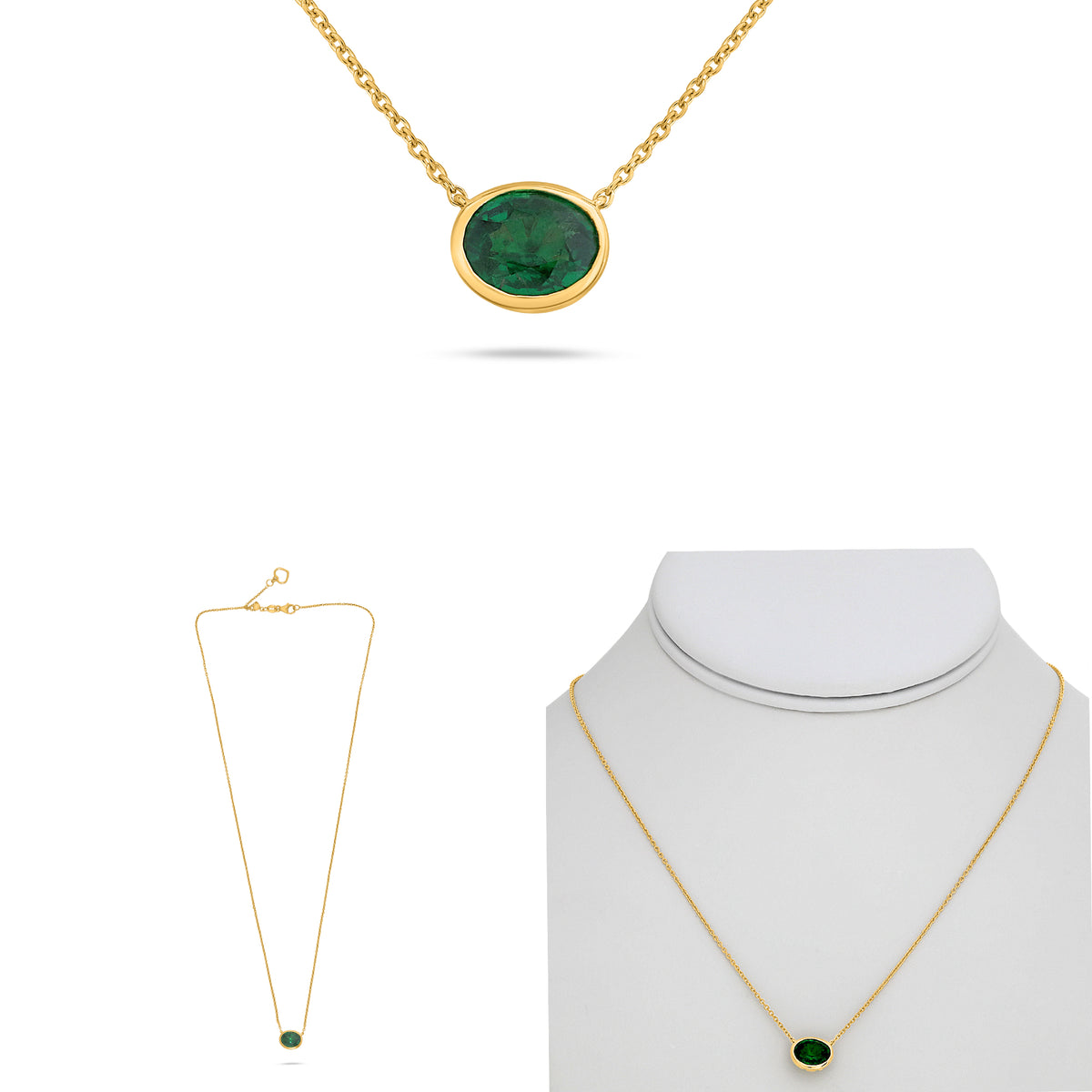 14K Yellow Gold Oval Tsavorite Necklace