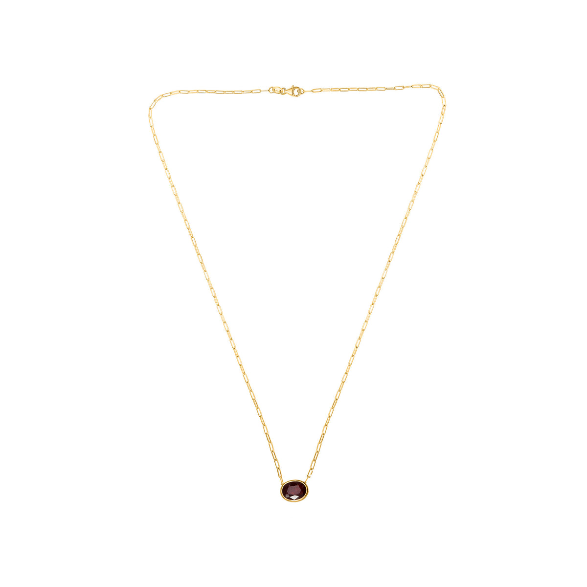 14K Yellow Gold Oval Ruby Necklace