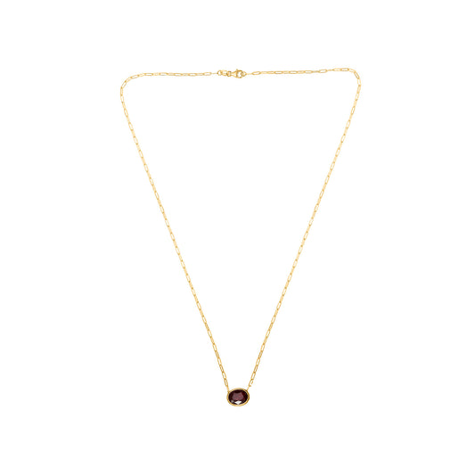 14K Yellow Gold Oval Ruby Necklace