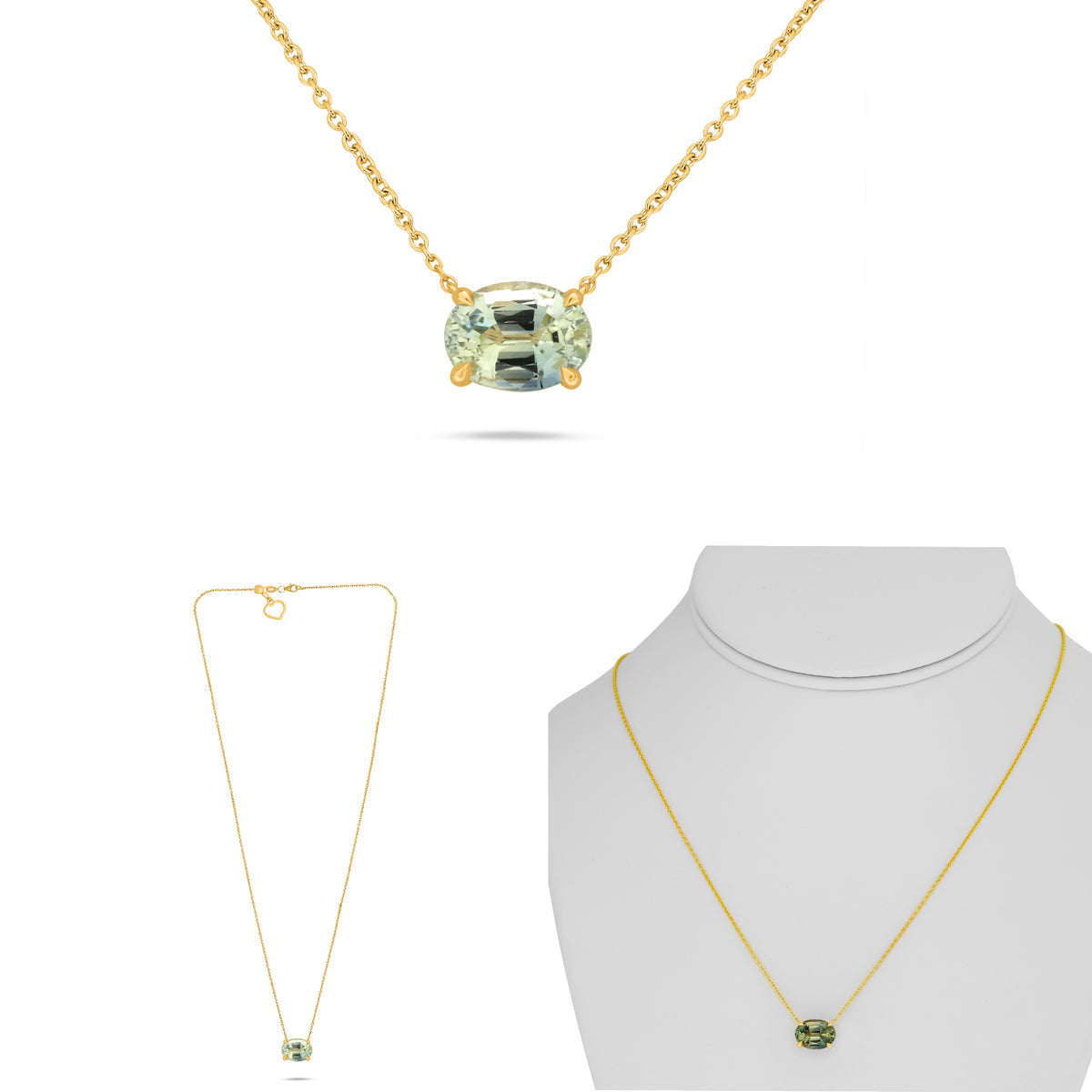 14K Yellow Gold Oval Yellow Sapphire Necklace