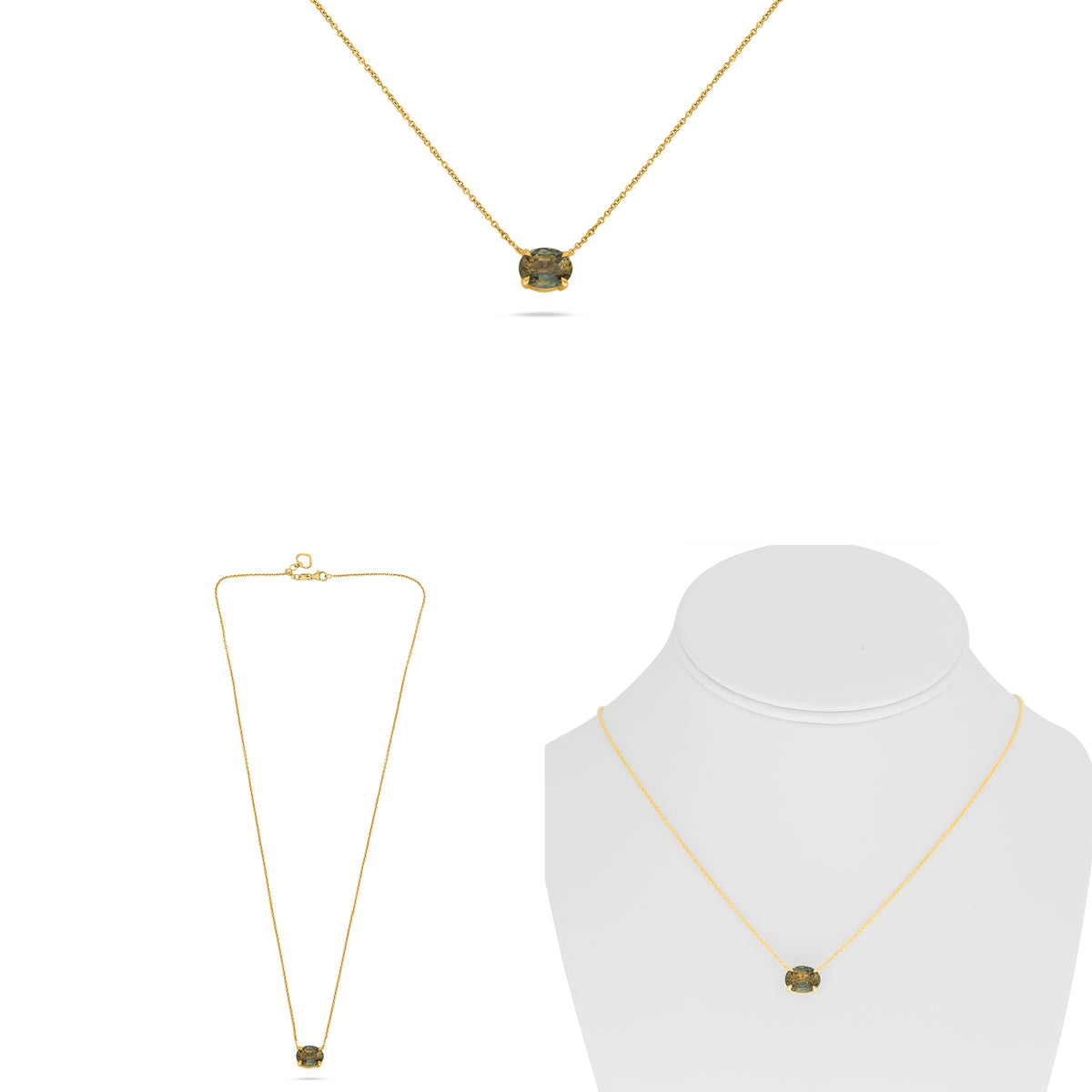18K Yellow Gold Oval Yellow Sapphire Necklace
