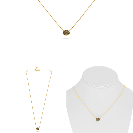 18K Yellow Gold Oval Yellow Sapphire Necklace