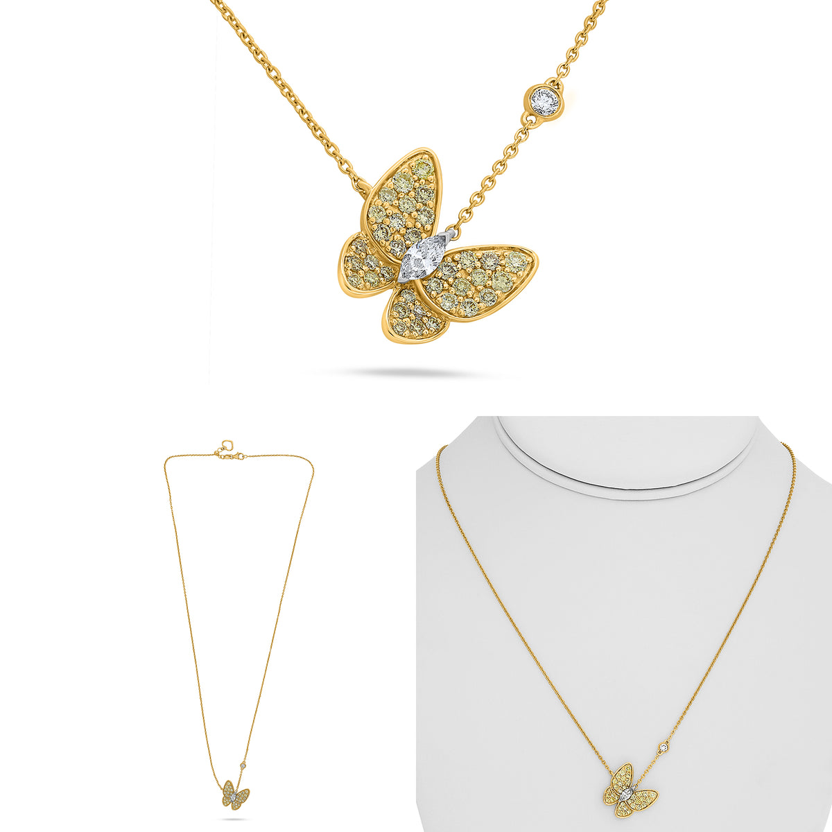 14K White & Yellow Gold Marquise Diamond Necklace