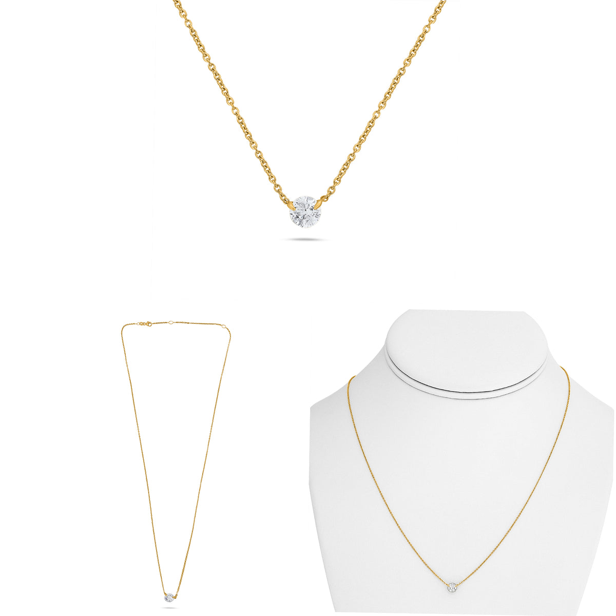 14K Yellow Gold Round Lab-Grown Diamond Necklace