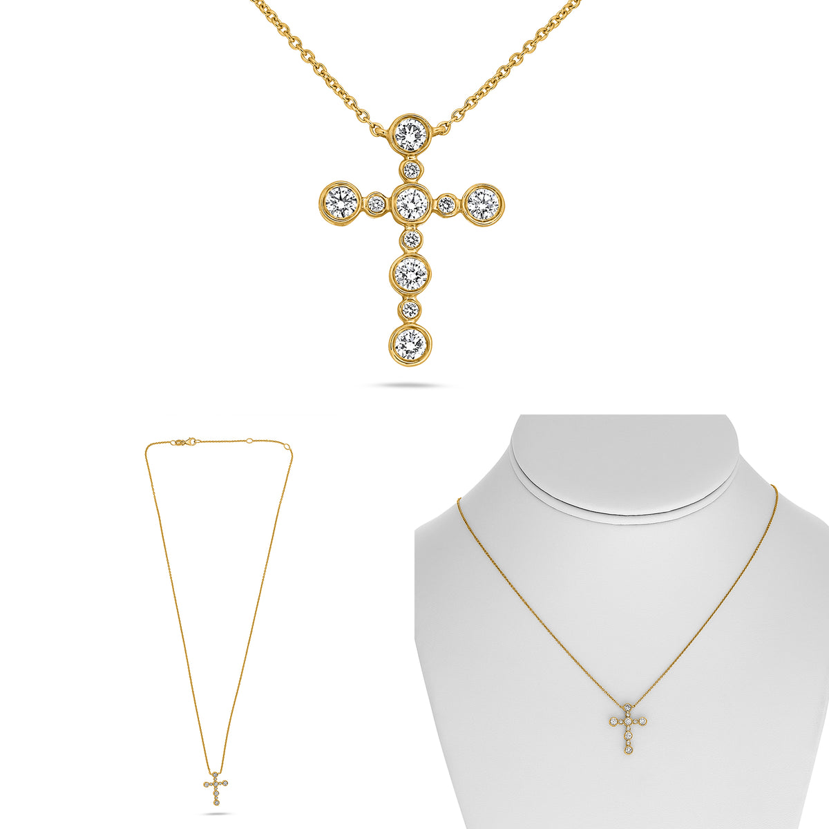 14K Yellow Gold Round Diamond Necklace