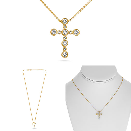 14K Yellow Gold Round Diamond Necklace