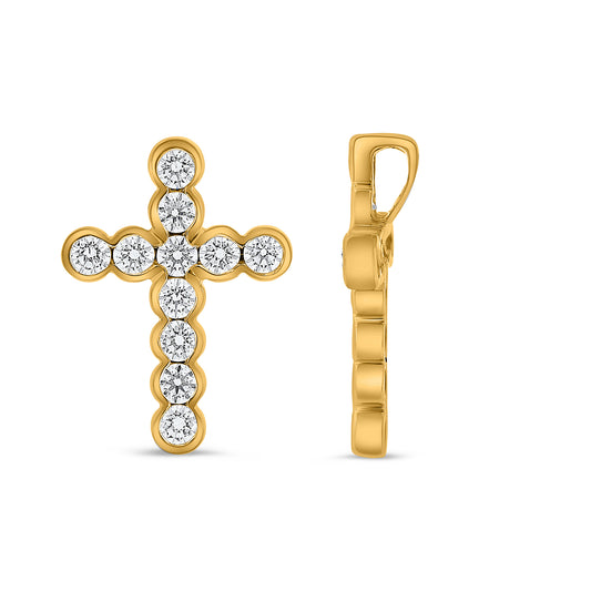 14K Yellow Gold Round Diamond Pendant