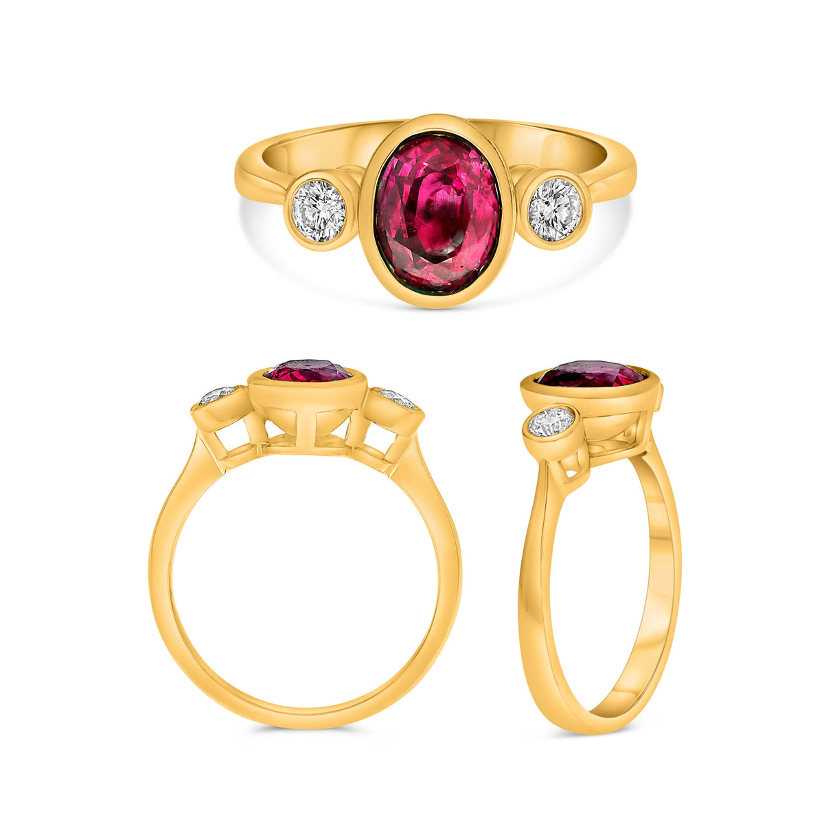 14K Yellow Gold Oval Ruby Ring