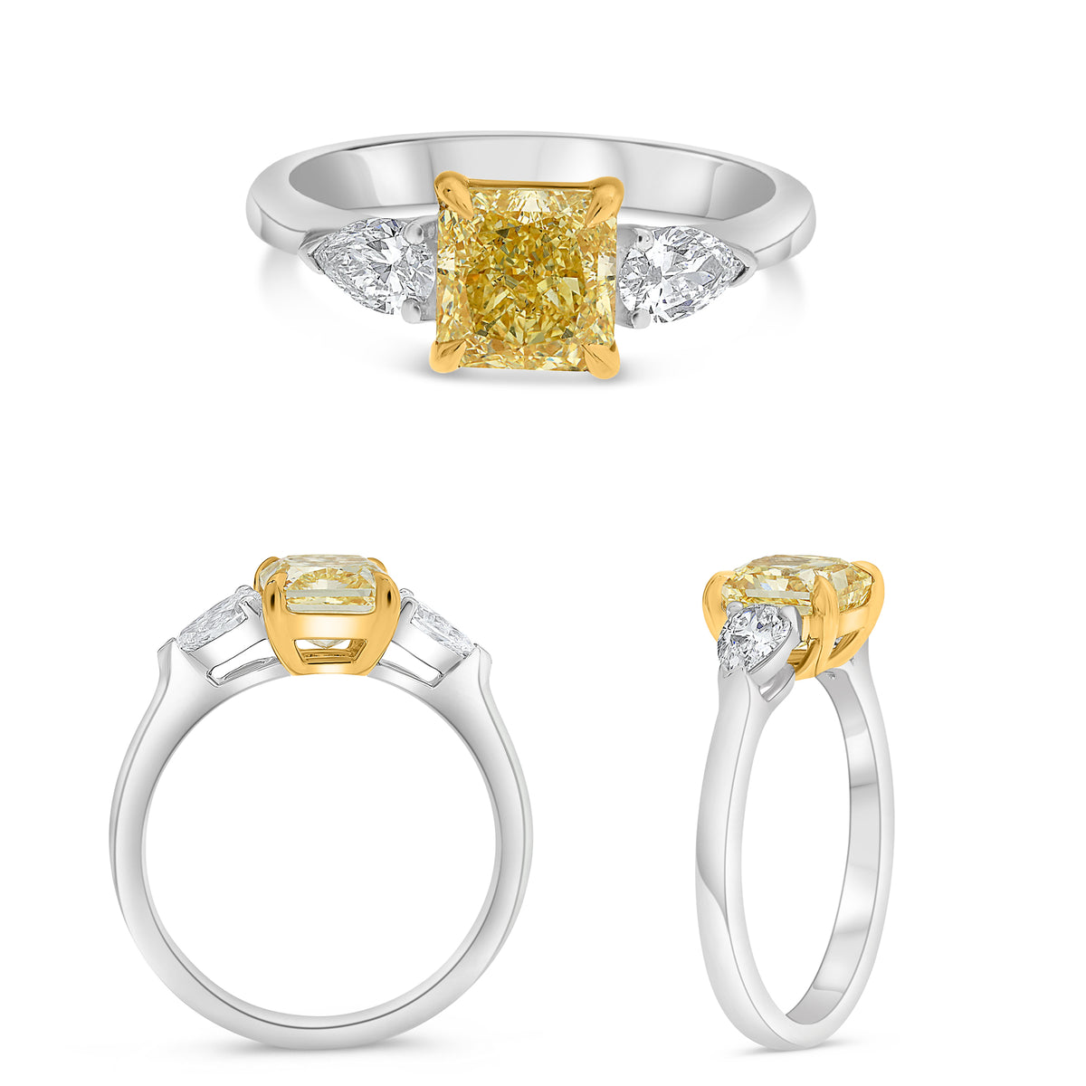 Platinum & 18K Gold Radiant Fancy Yellow Diamond Ring