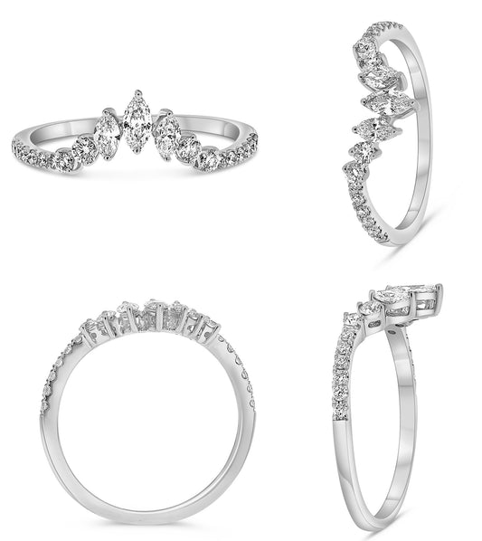 14K White Gold Marquise Diamond Ring